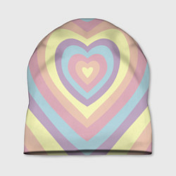 Шапка Сердца пастельные оттенки, цвет: 3D-принт