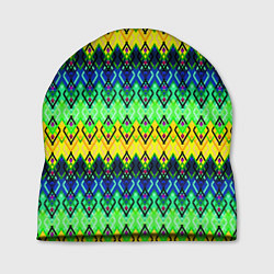Шапка Разноцветный желто-синий геометрический орнамент