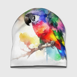 Шапка Разноцветный акварельный попугай