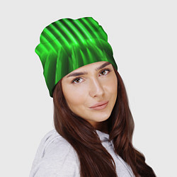 Шапка Зеленые неоновый световой фон, цвет: 3D-принт — фото 2