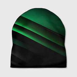 Шапка Черно зеленые полосы, цвет: 3D-принт