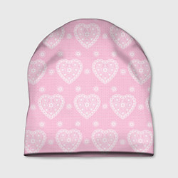 Шапка Розовое кружево сердечки, цвет: 3D-принт