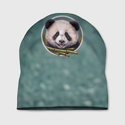 Шапка Милая мордочка панды с бамбуком