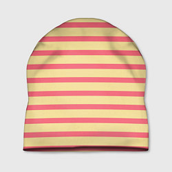 Шапка Нежный жёлто-розовый полосатый, цвет: 3D-принт