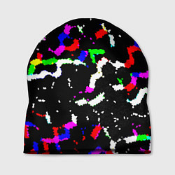 Шапка Цветные угловатые фигуры на черном, цвет: 3D-принт