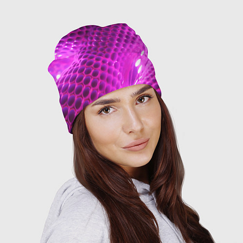Шапка Розовые объемные соты / 3D-принт – фото 2