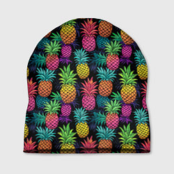 Шапка Разноцветные ананасы паттерн, цвет: 3D-принт