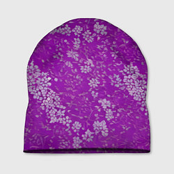 Шапка Белые лепестки на розовом фоне