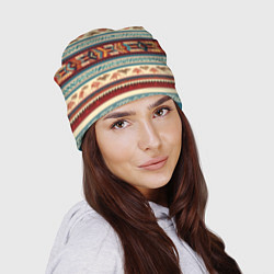 Шапка Этнический паттерн в горизонтальную полоску, цвет: 3D-принт — фото 2