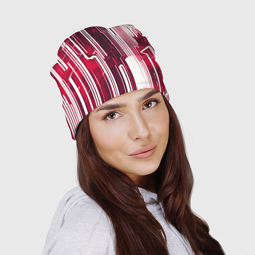Шапка Киберпанк полосы белый и красный / 3D-принт – фото 2