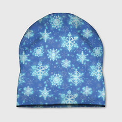 Шапка Pattern with bright snowflakes