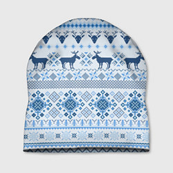 Шапка Blue sweater with reindeer