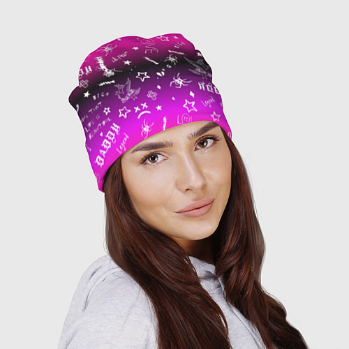 Шапка Тату Лил Пипа на фиолетовом / 3D-принт – фото 2