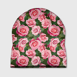 Шапка Розовые розы паттерн, цвет: 3D-принт