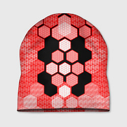 Шапка Красная кибер броня hexagons