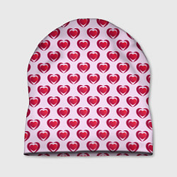 Шапка Двойное сердце на розовом фоне, цвет: 3D-принт