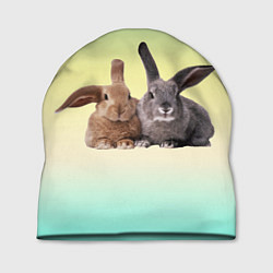 Шапка Два пушистых кролика, цвет: 3D-принт