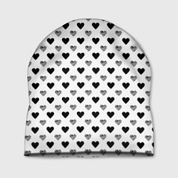 Шапка Черно-белые сердечки, цвет: 3D-принт