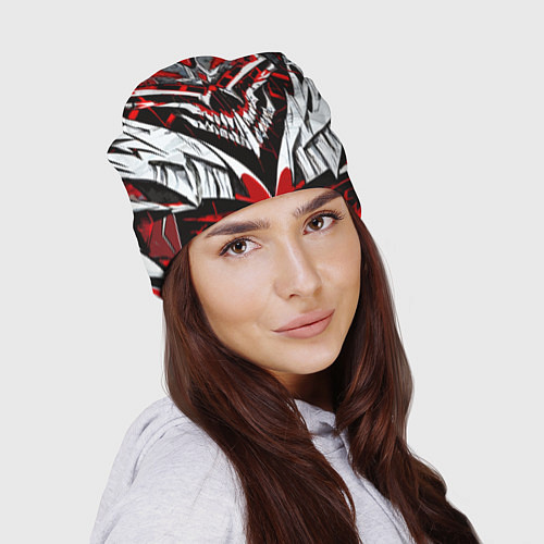 Шапка Агрессивный череп белый и красный / 3D-принт – фото 2