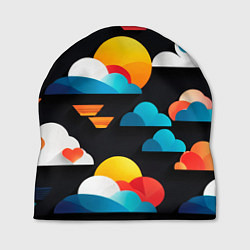 Шапка Цветные облака в черном небе, цвет: 3D-принт