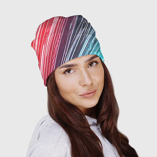 Шапка Белые линии на синем и красном / 3D-принт – фото 2