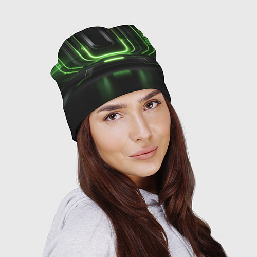Шапка Металл и зеленый яркий свет / 3D-принт – фото 2
