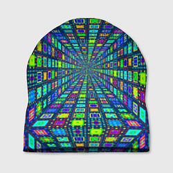 Шапка Абстрактный узор коридор из разноцветных квадратов, цвет: 3D-принт