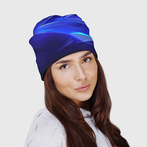 Шапка Black and blue abstract background sport style / 3D-принт – фото 2