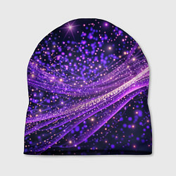 Шапка Фиолетовые сверкающие абстрактные волны, цвет: 3D-принт