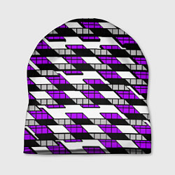 Шапка Фиолетовые треугольники и квадраты на белом фоне, цвет: 3D-принт