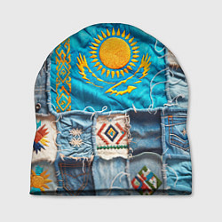 Шапка Пэчворк джинсы в Казахстане, цвет: 3D-принт