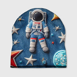 Шапка Космонавт - вышивка по джинсе нейросеть, цвет: 3D-принт