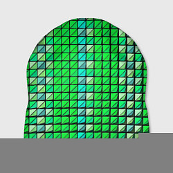Шапка Зелёные плитки и чёрная обводка