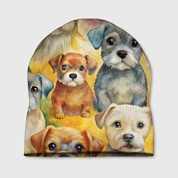 Шапка Красочный паттерн с щенками, цвет: 3D-принт