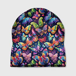 Шапка Бабочки в паттерне разноцветный яркий фон, цвет: 3D-принт