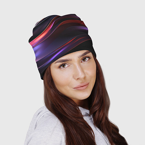Шапка Темные волнистые абстрактные линии / 3D-принт – фото 2