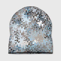 Шапка Бежево-голубой абстрактный, цвет: 3D-принт