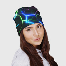 Шапка Микс из разломленных плит и неоновое свечения, цвет: 3D-принт — фото 2