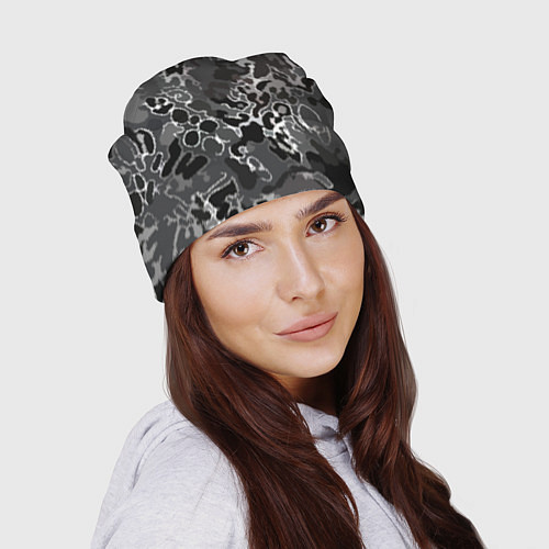 Шапка Чёрно-серый абстракция / 3D-принт – фото 2