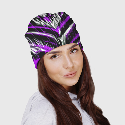 Шапка Фиолетово-белые ломаные клыки / 3D-принт – фото 2