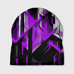 Шапка White and purple abstraction on a black background, цвет: 3D-принт