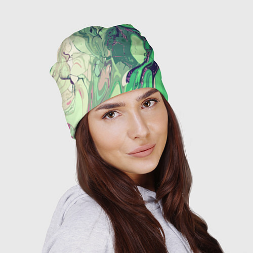 Шапка Зелёный стилизованный абстракция / 3D-принт – фото 2