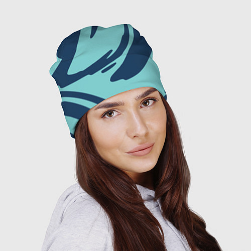 Шапка Тёмно-синий и бирюзовый абстракция / 3D-принт – фото 2