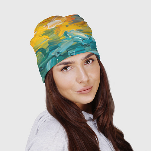 Шапка Хаотичный цветные мазки краски / 3D-принт – фото 2