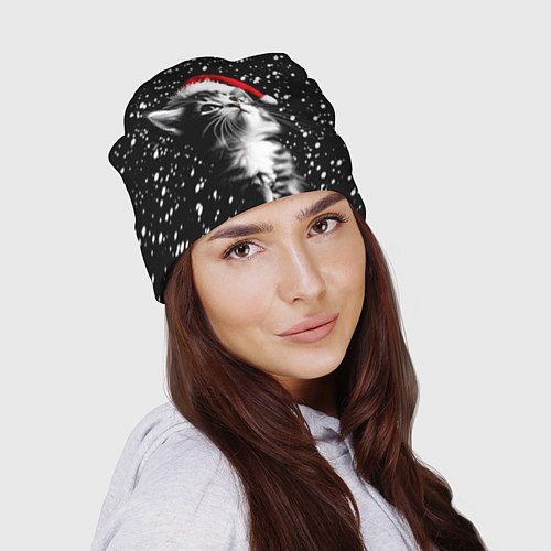 Шапка Милый котенок - первый снег / 3D-принт – фото 2