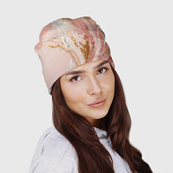 Шапка Брызги розовых и золотых красок в хаотичных узорах, цвет: 3D-принт — фото 2