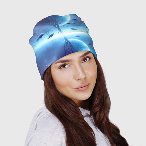 Шапка Луна и рыбы - нейроарт фантазия / 3D-принт – фото 2