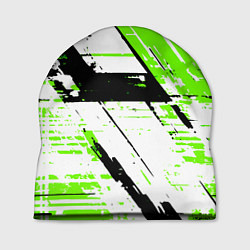 Шапка Diagonal black and green stripes on a white backgr