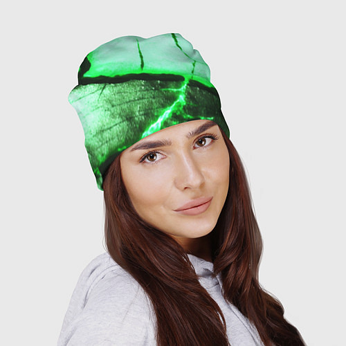 Шапка Трещины на абстрактном зелёном фоне / 3D-принт – фото 2