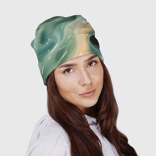 Шапка Лазурная слизь на черном текстура / 3D-принт – фото 2